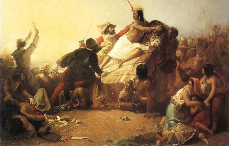 Sir John Everett Millais Pizarro Seizing the Inca of Peru Sweden oil painting art